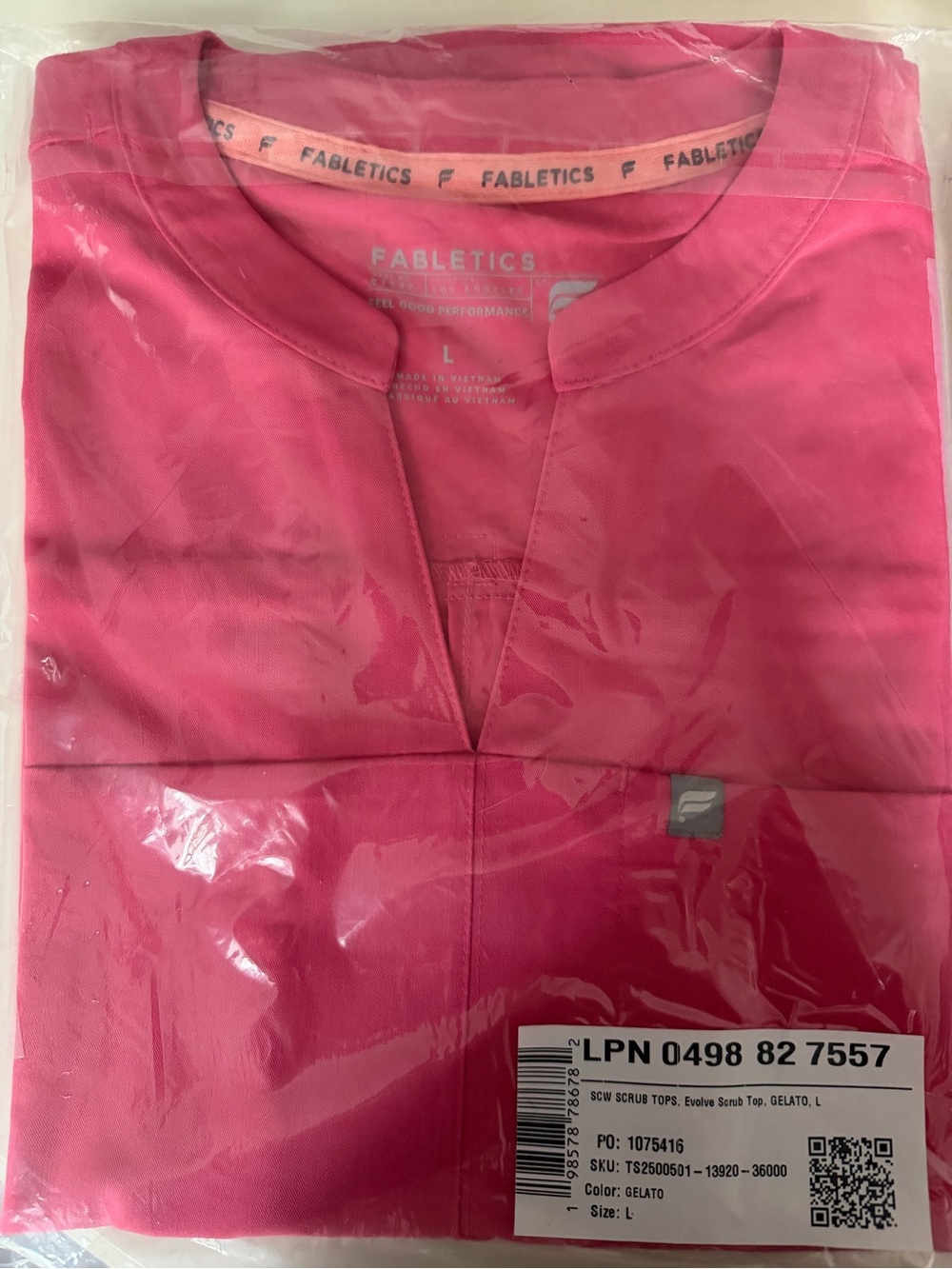 Fabletics Women’s Gelato Pink Scrub Top - V-Neck Performance Shirt